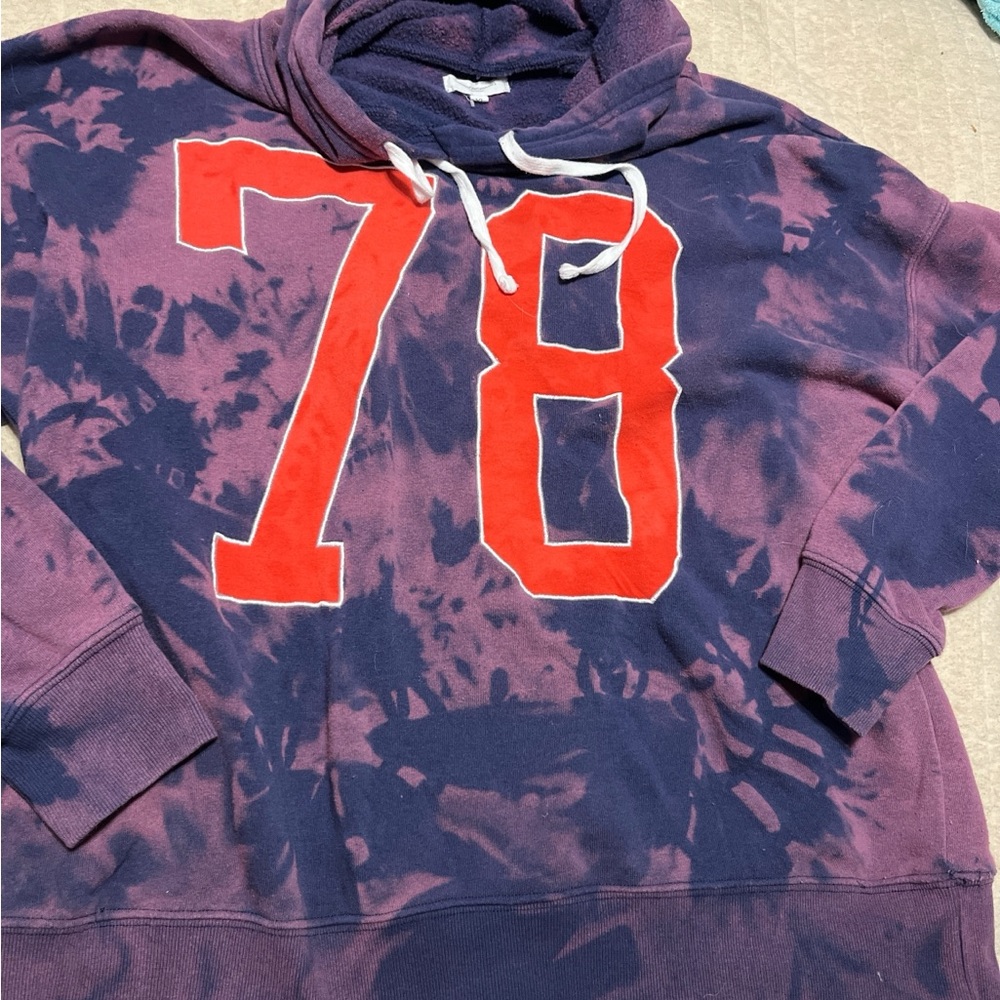 Grayson Threads Purple Tie-Dye Hoodie with Red Number. Oversized Super Soft